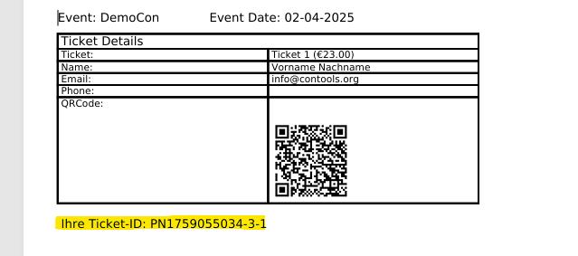Beispiel Ticketnummer